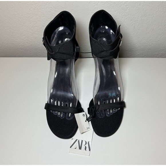 ZARA *NEW* Buckle Black High Heels Stiletto Sandals Ankle Strap Women US 9 EU 40 - Picture 5 of 13